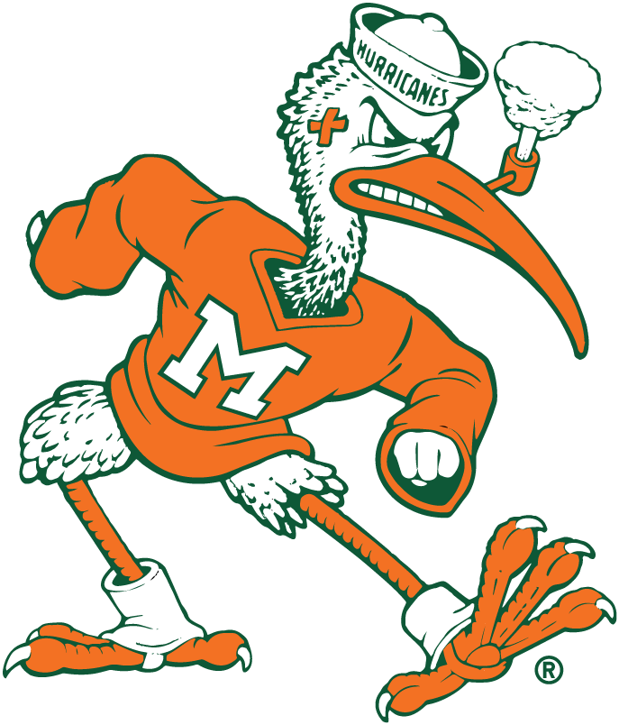 Miami Hurricanes 1964-1982 Mascot Logo t shirts iron on transfers